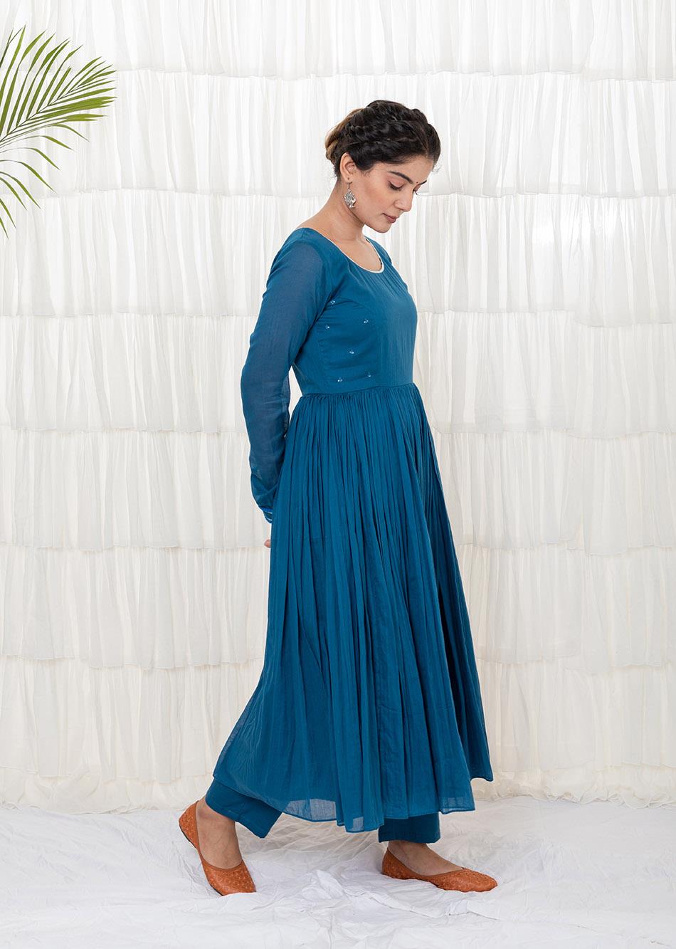 Teal Blue Anarkali Suit Set