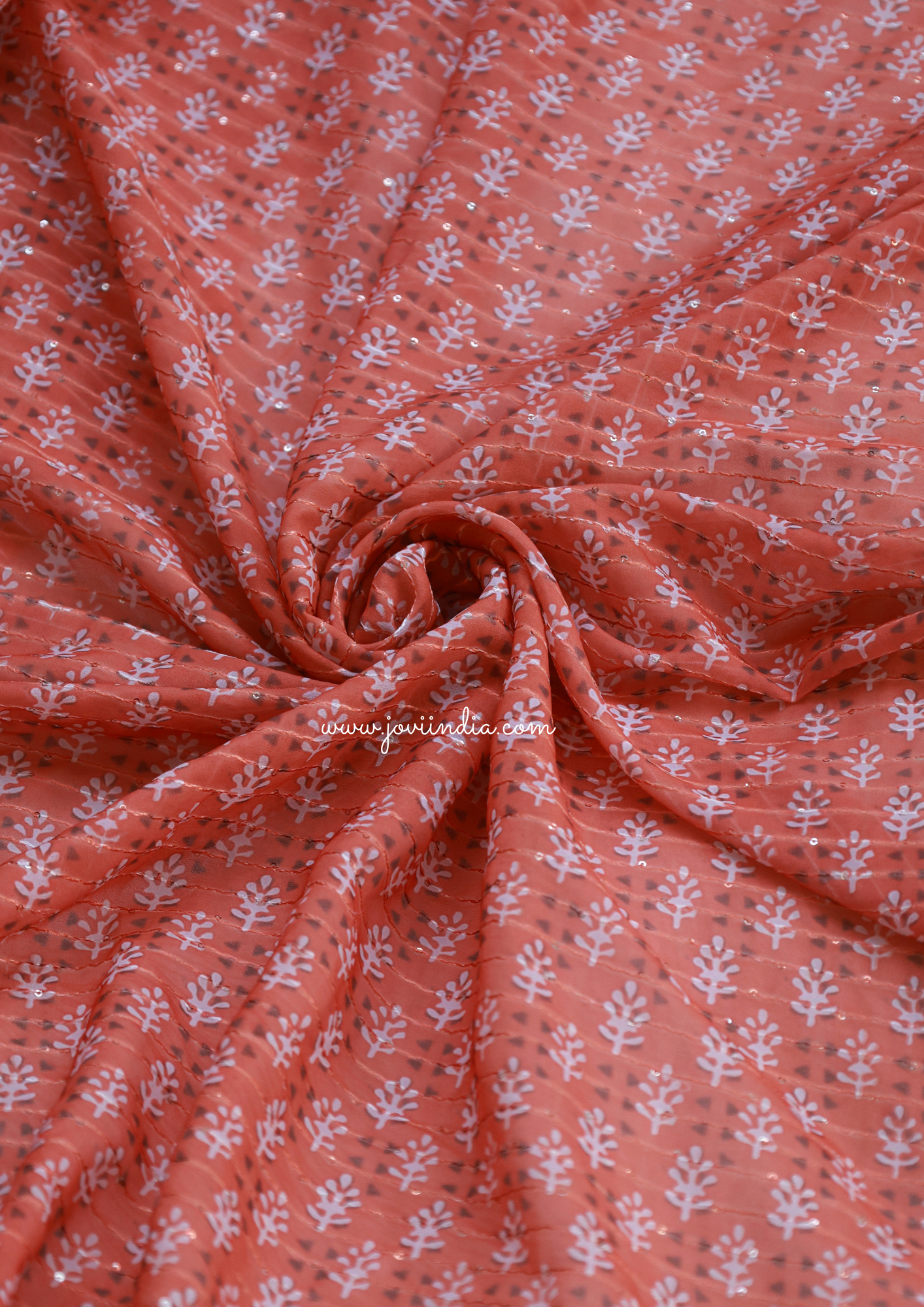 Orange Georgette Printed Fabric