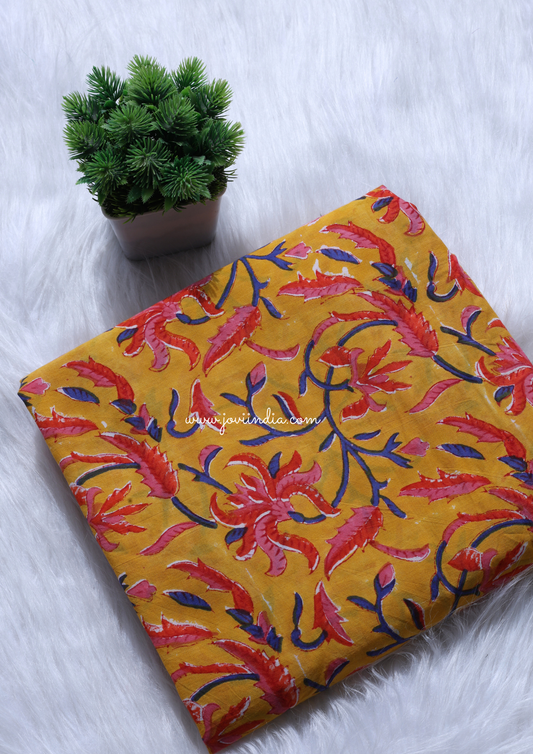 Mustard Hand Block Printed Fabric