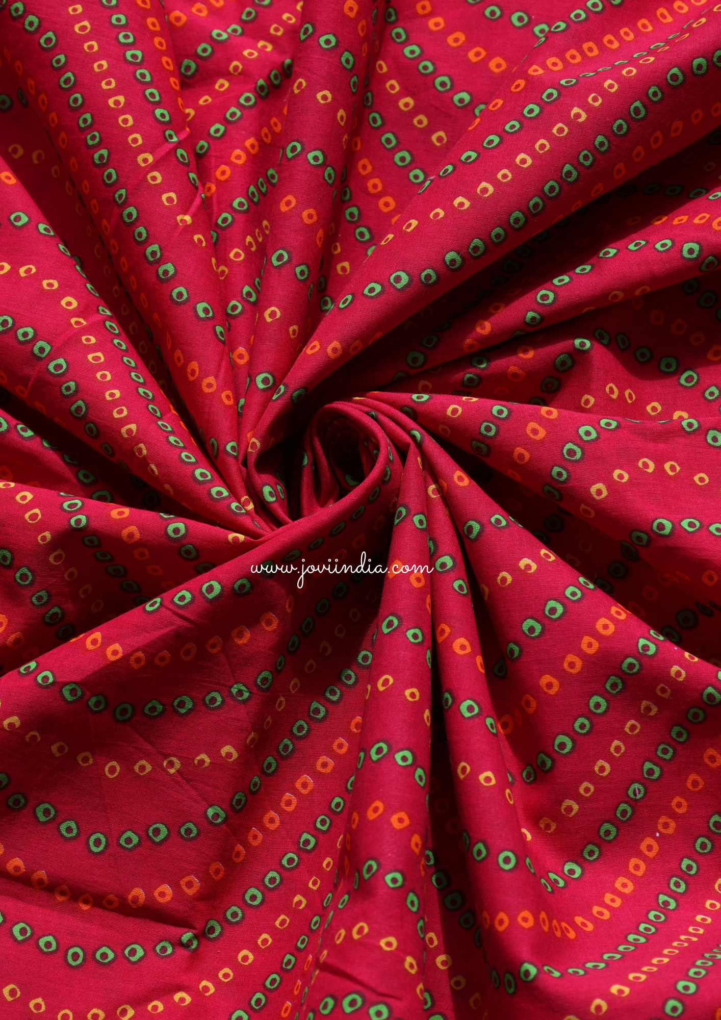 Red Bandhani Hand Block Printed