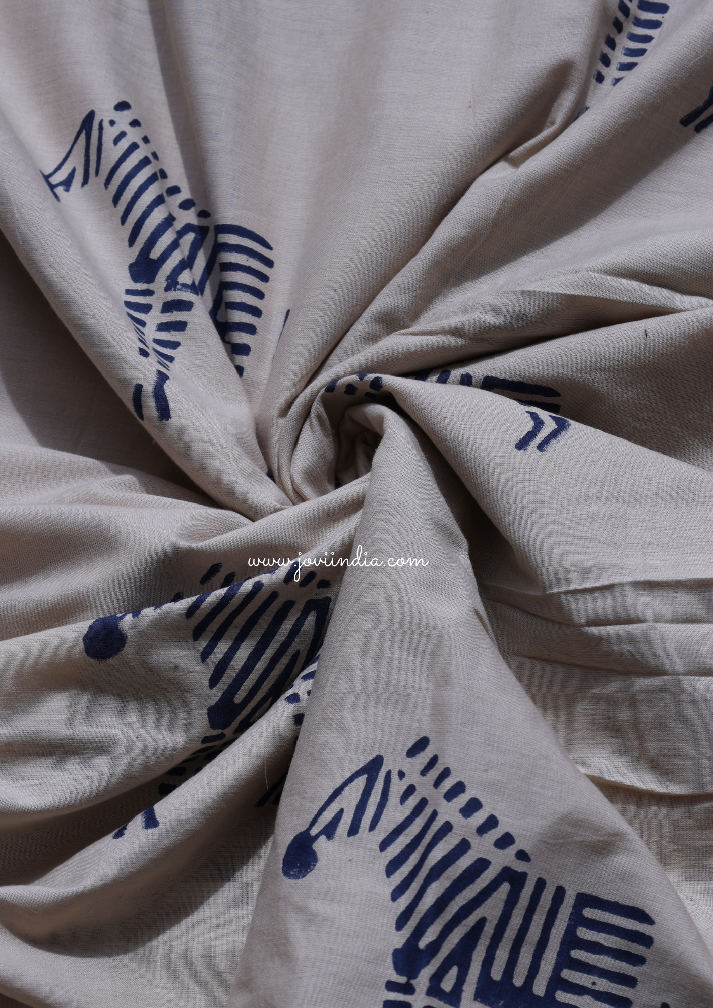 Blue Zebra Printed Hand Block Printed Fabric