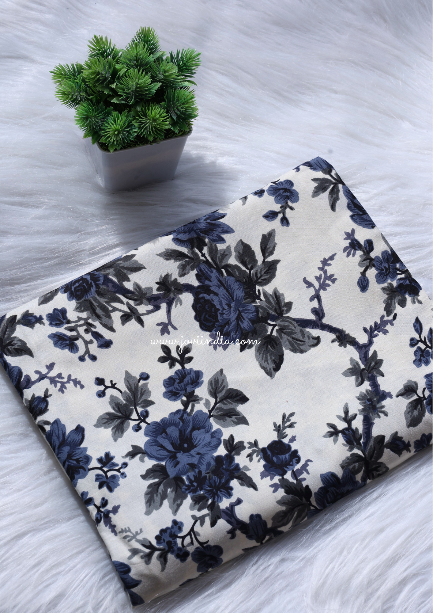 White Rayon Floral Printed Fabric