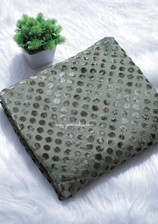 Green Velvet Printed Fabric