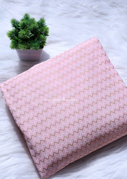 Peach Cotton Block Printed Fabric