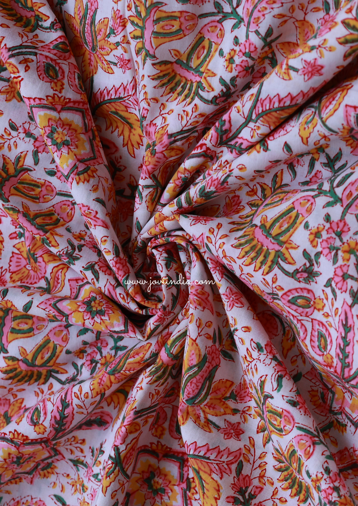 Orange Floral Printed Fabric Fabric