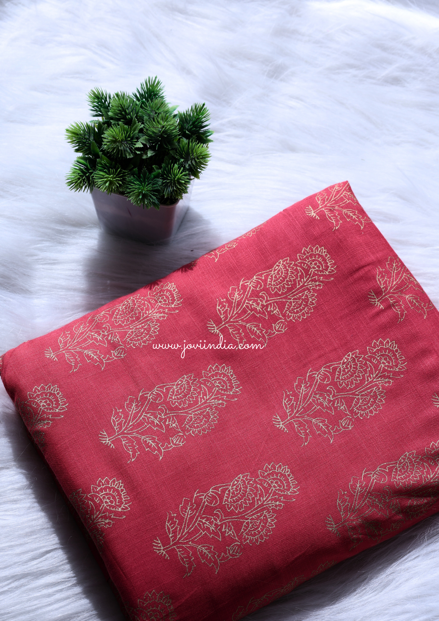 Gajri Pink Gold Block Print Fabric