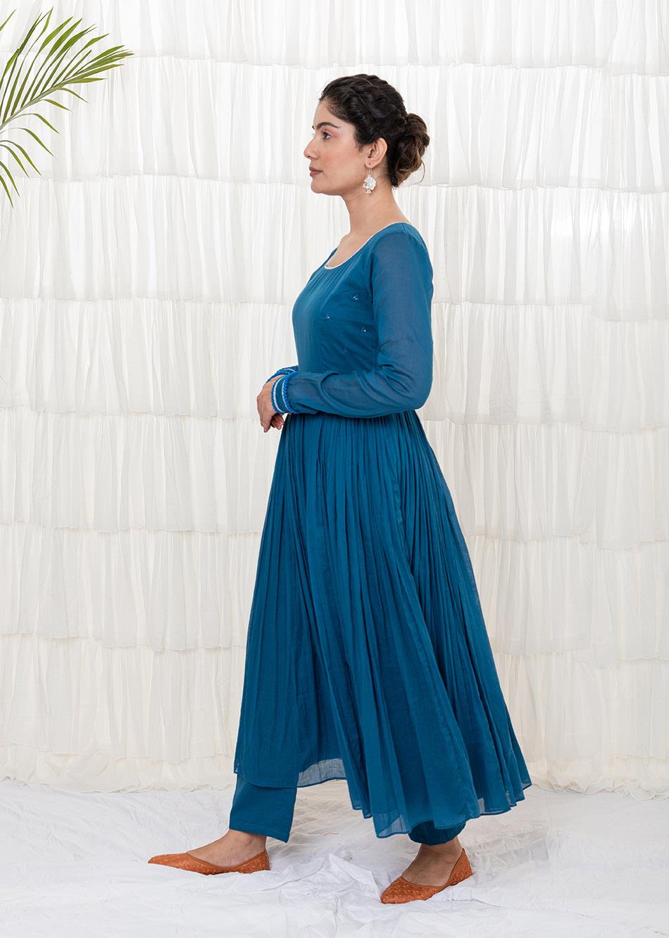 Teal Blue Anarkali Suit Set