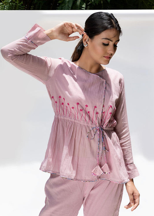 Pink Angrakha Style Short Top