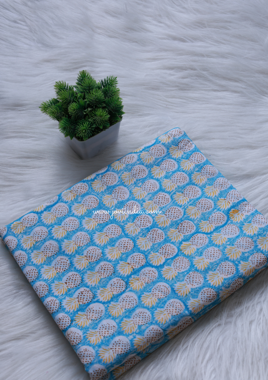 Blue Pineapple Print Hand Block Fabric