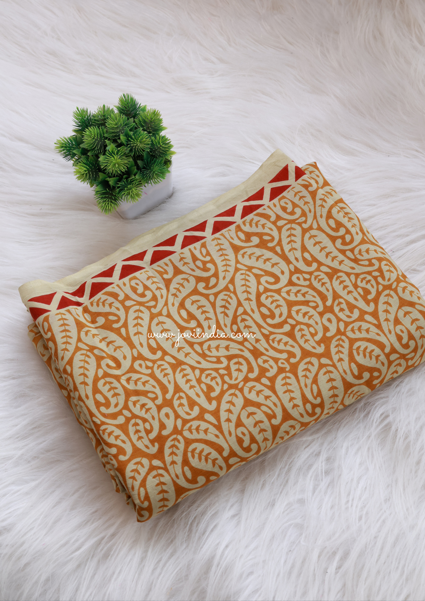 Mustard  Mango Block Printed Fabric