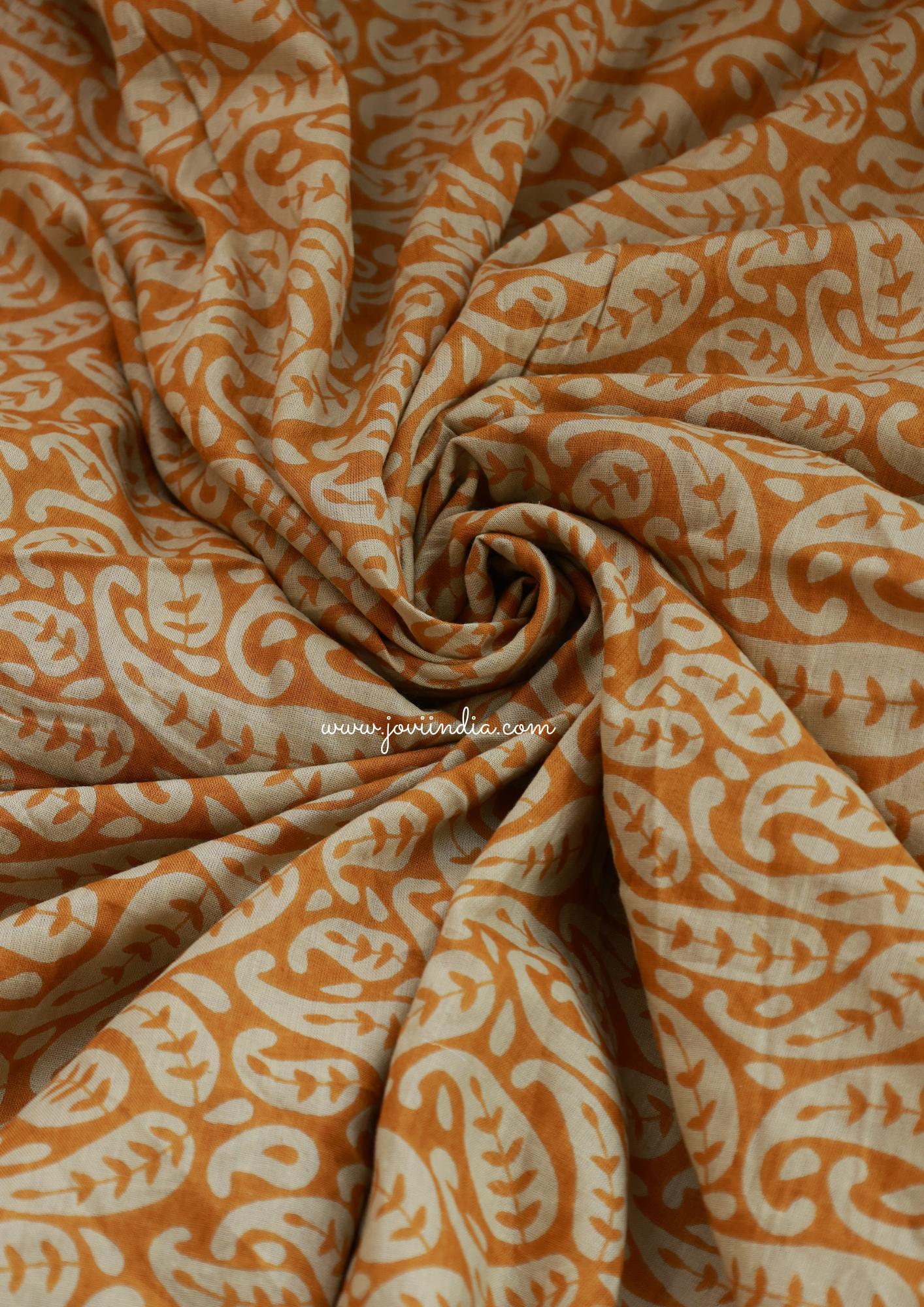 Mustard  Mango Block Printed Fabric