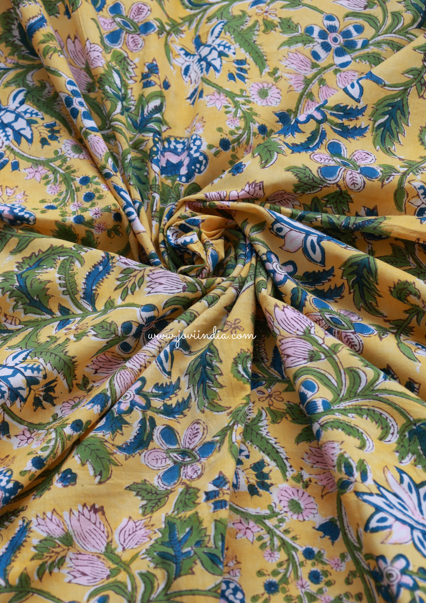 Mustard Yellow Hand Block Printed Fabric