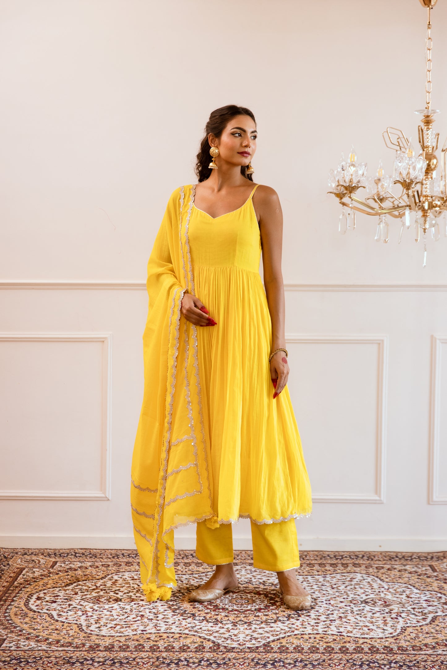 Yellow Strappy Anarkali