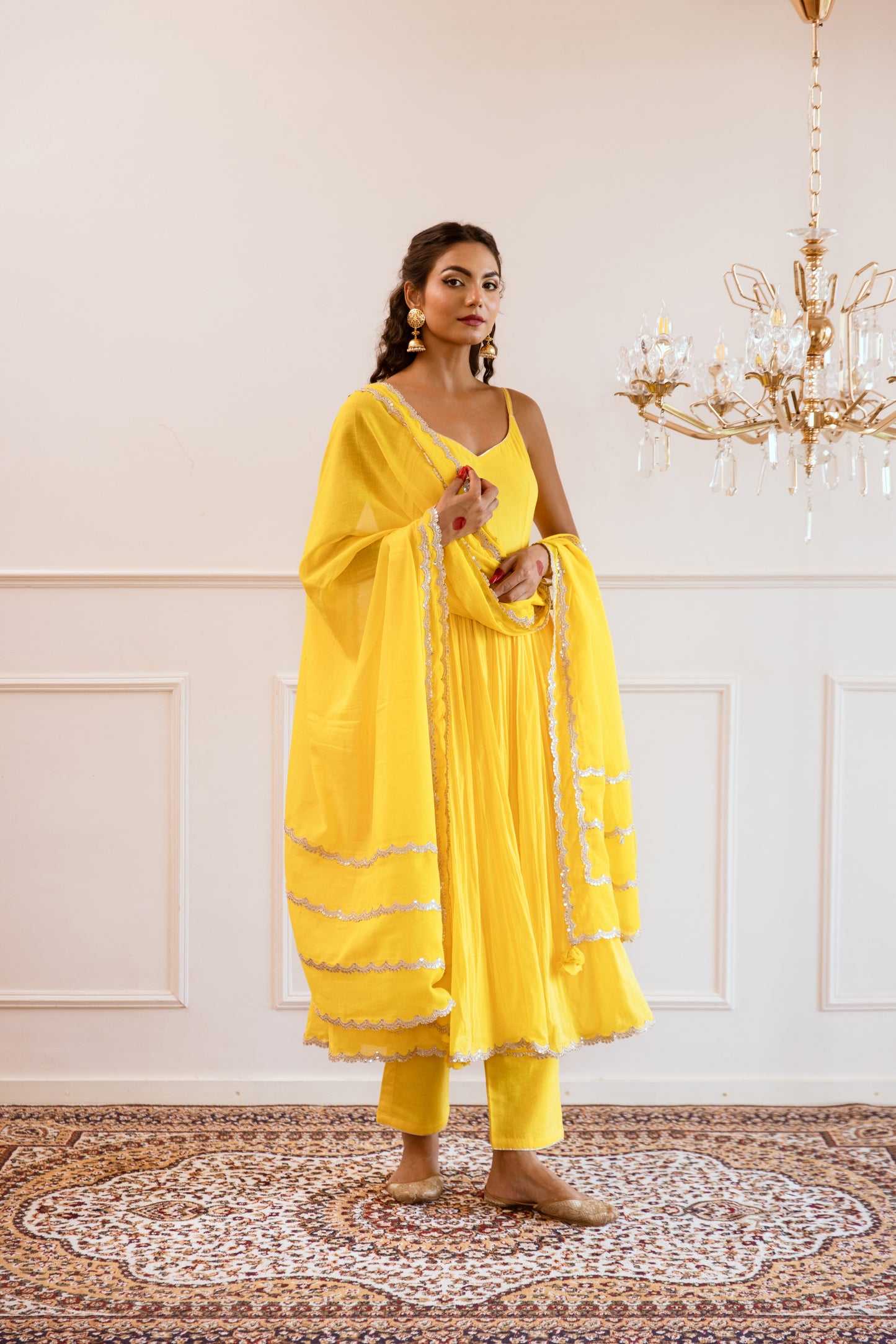 Yellow Strappy Anarkali