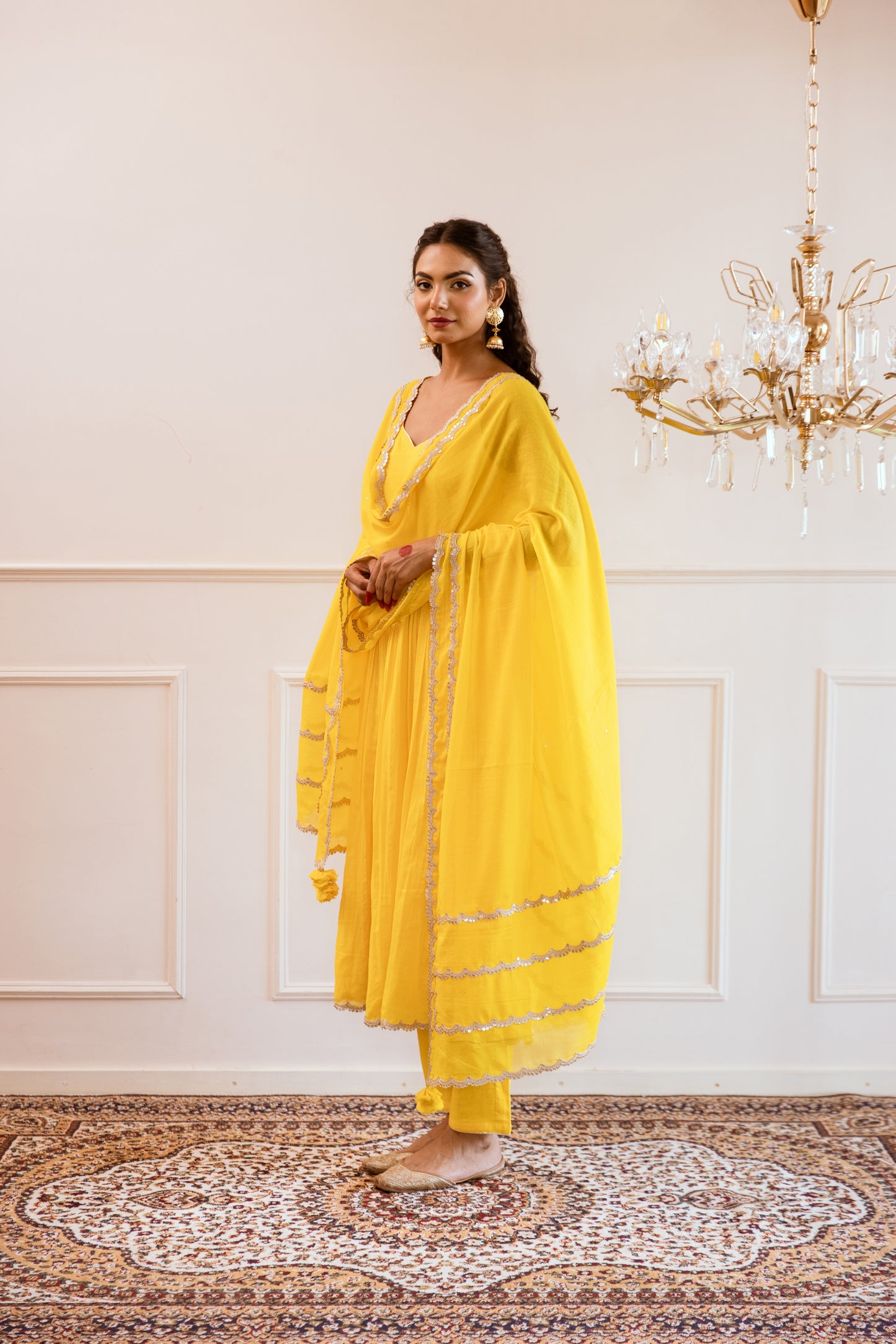 Yellow Strappy Anarkali