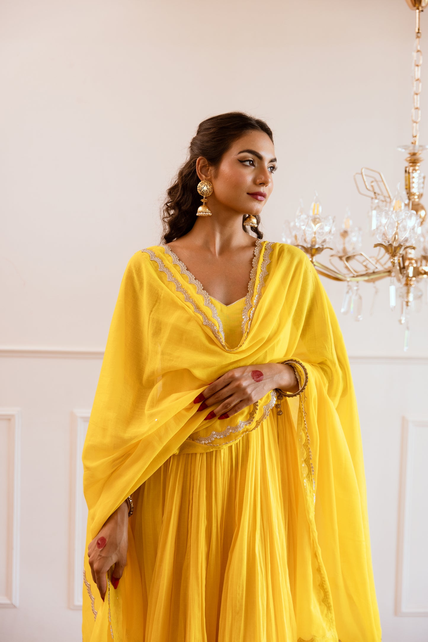 Yellow Strappy Anarkali