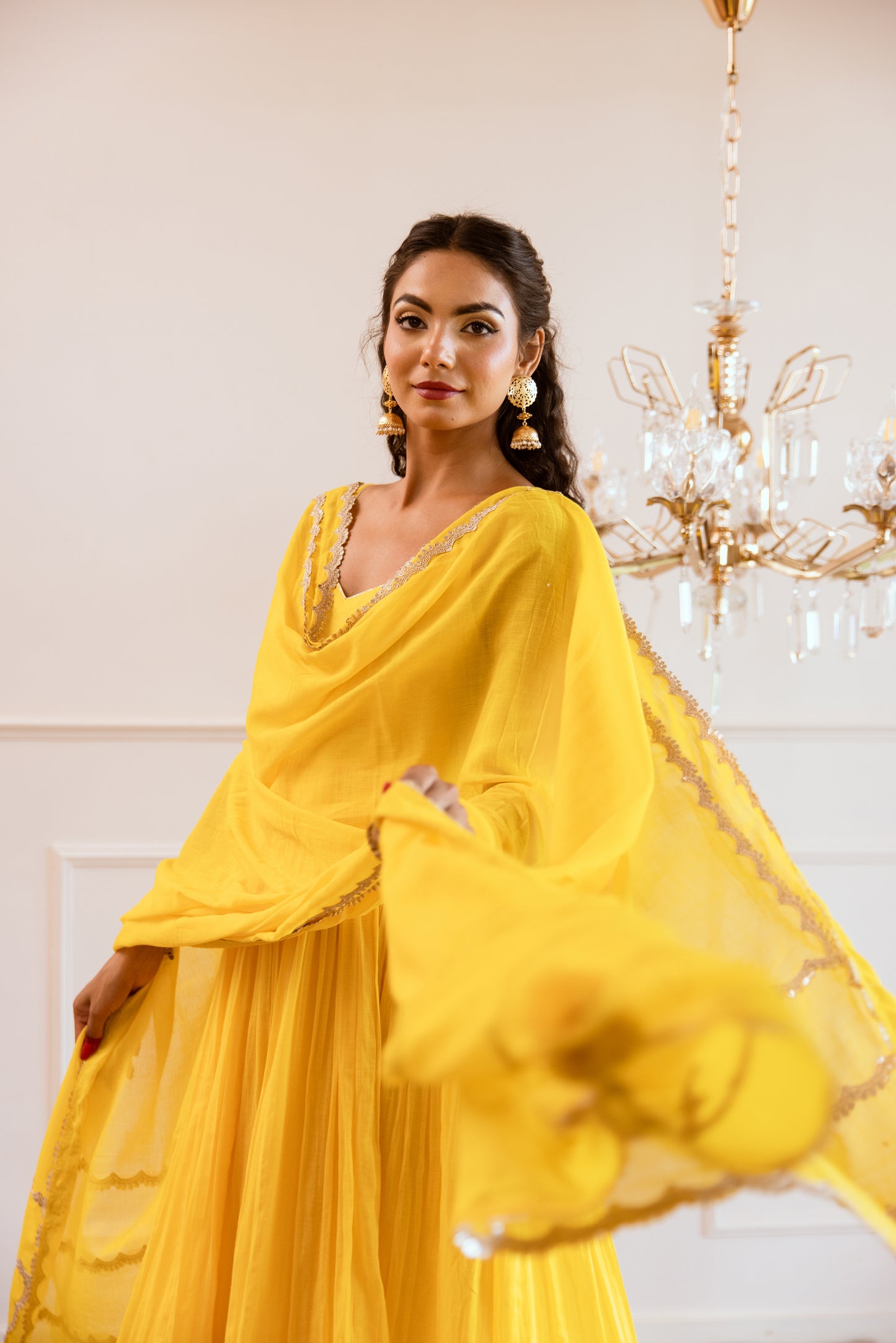 Yellow Strappy Anarkali