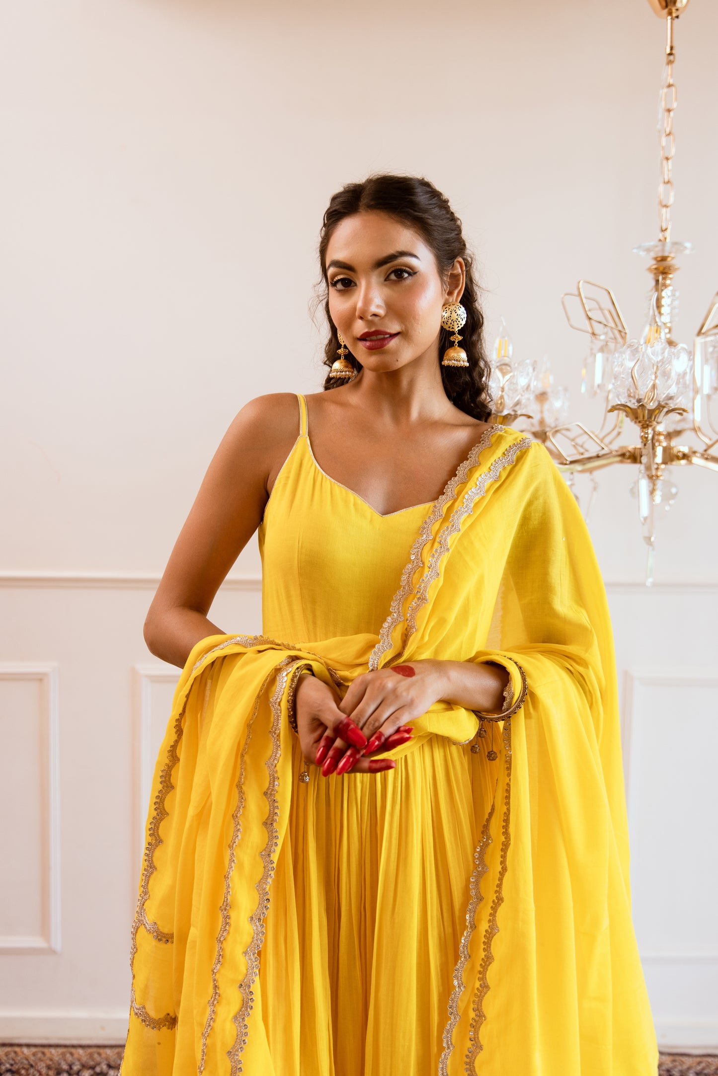 Yellow Strappy Anarkali