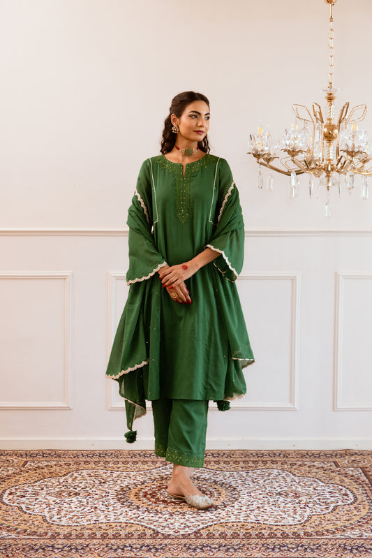 Green Kali Anarkali Suit Set