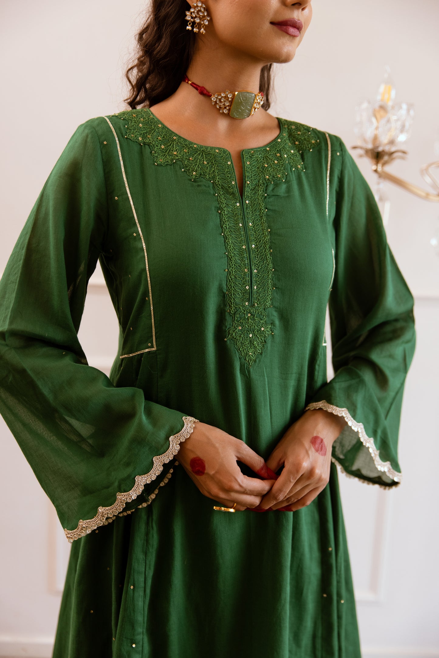 Green Kali Anarkali Suit Set