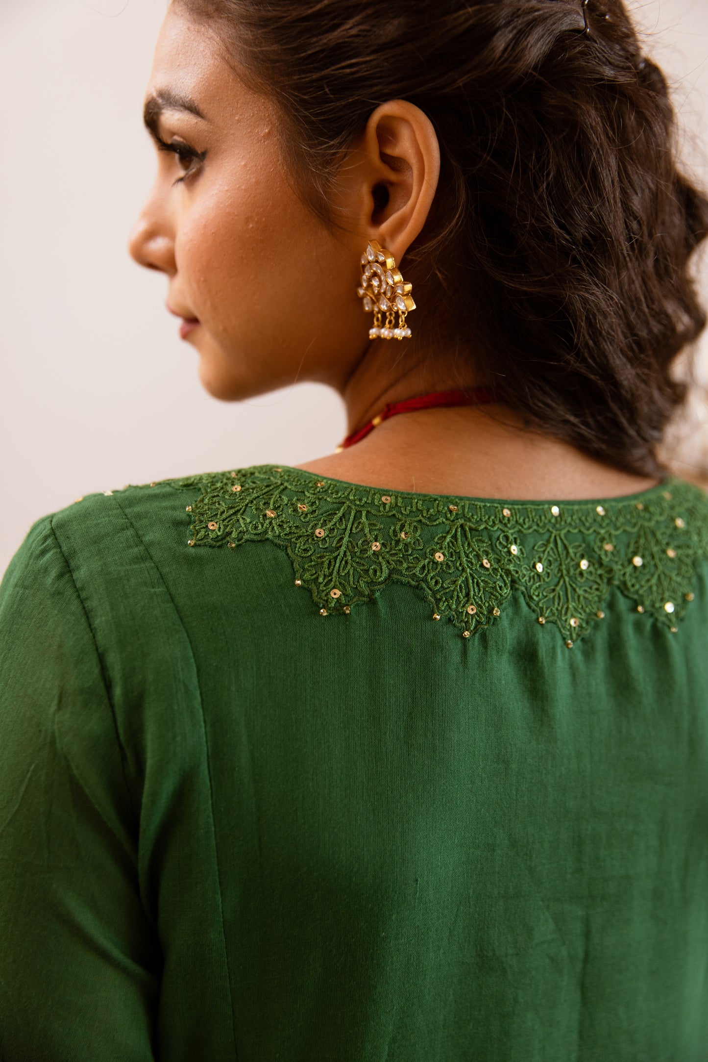 Green Kali Anarkali Suit Set