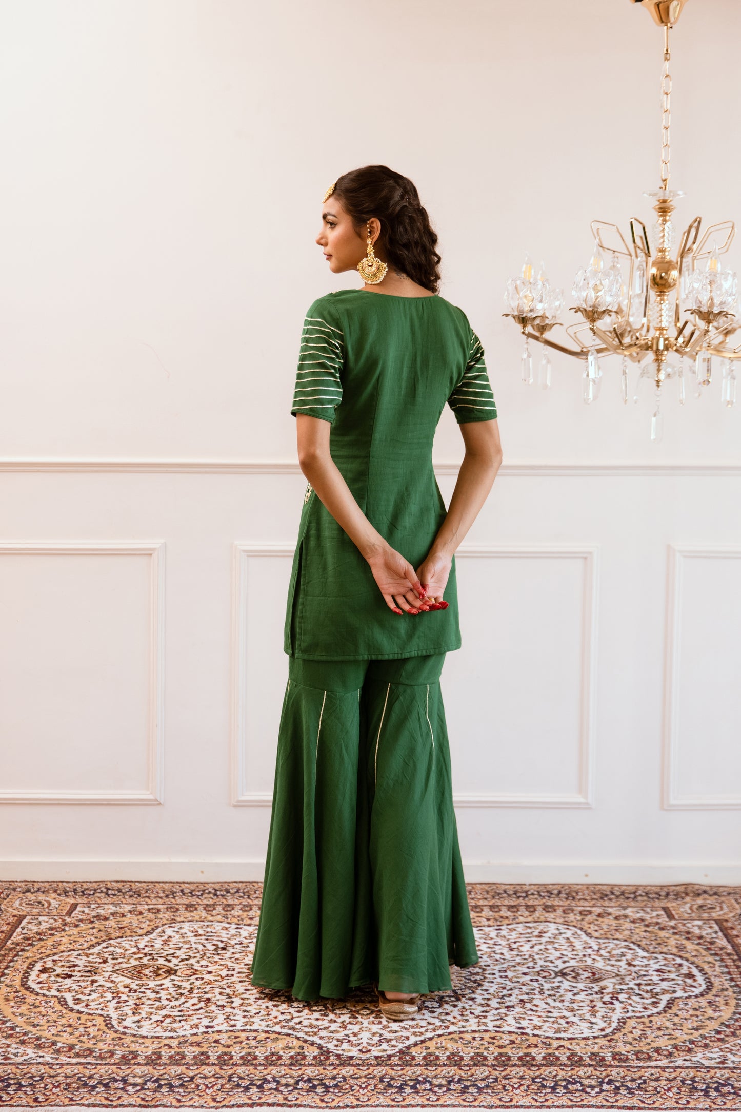 Green Kurta with Sharara Suit Set