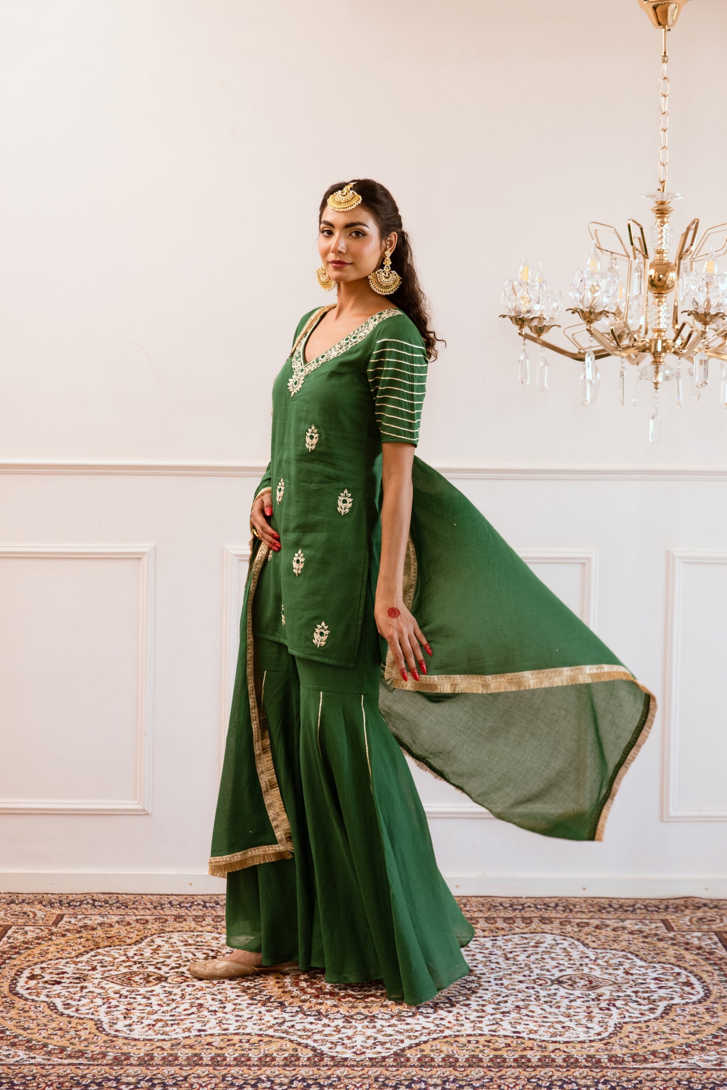 Green Kurta with Sharara Suit Set