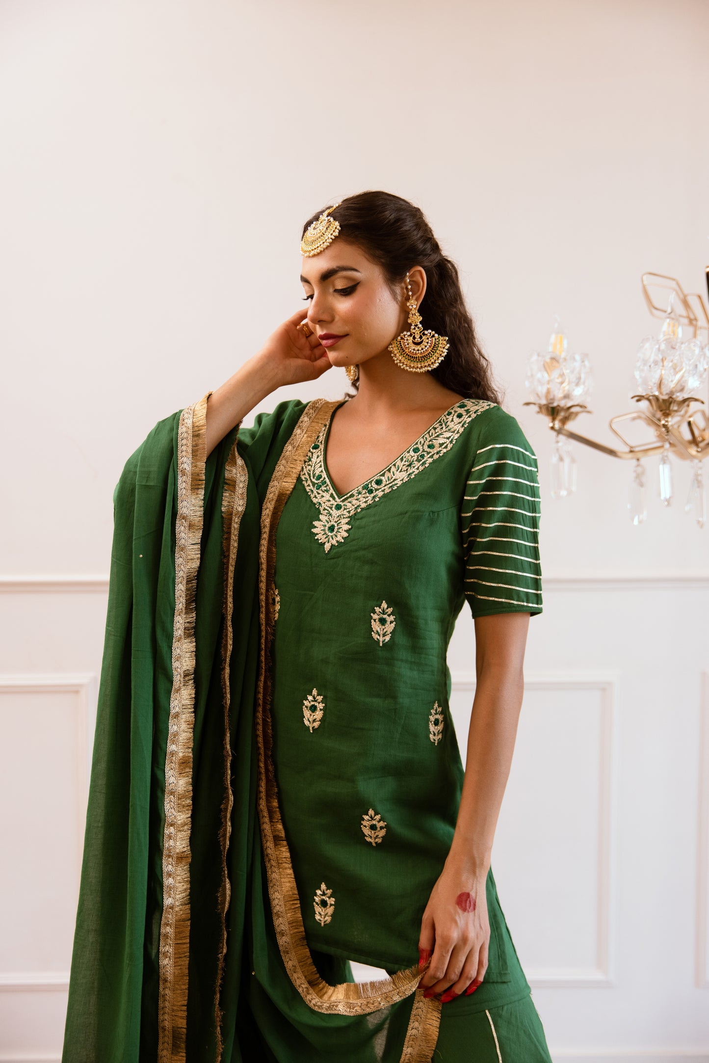 Green Kurta with Sharara Suit Set