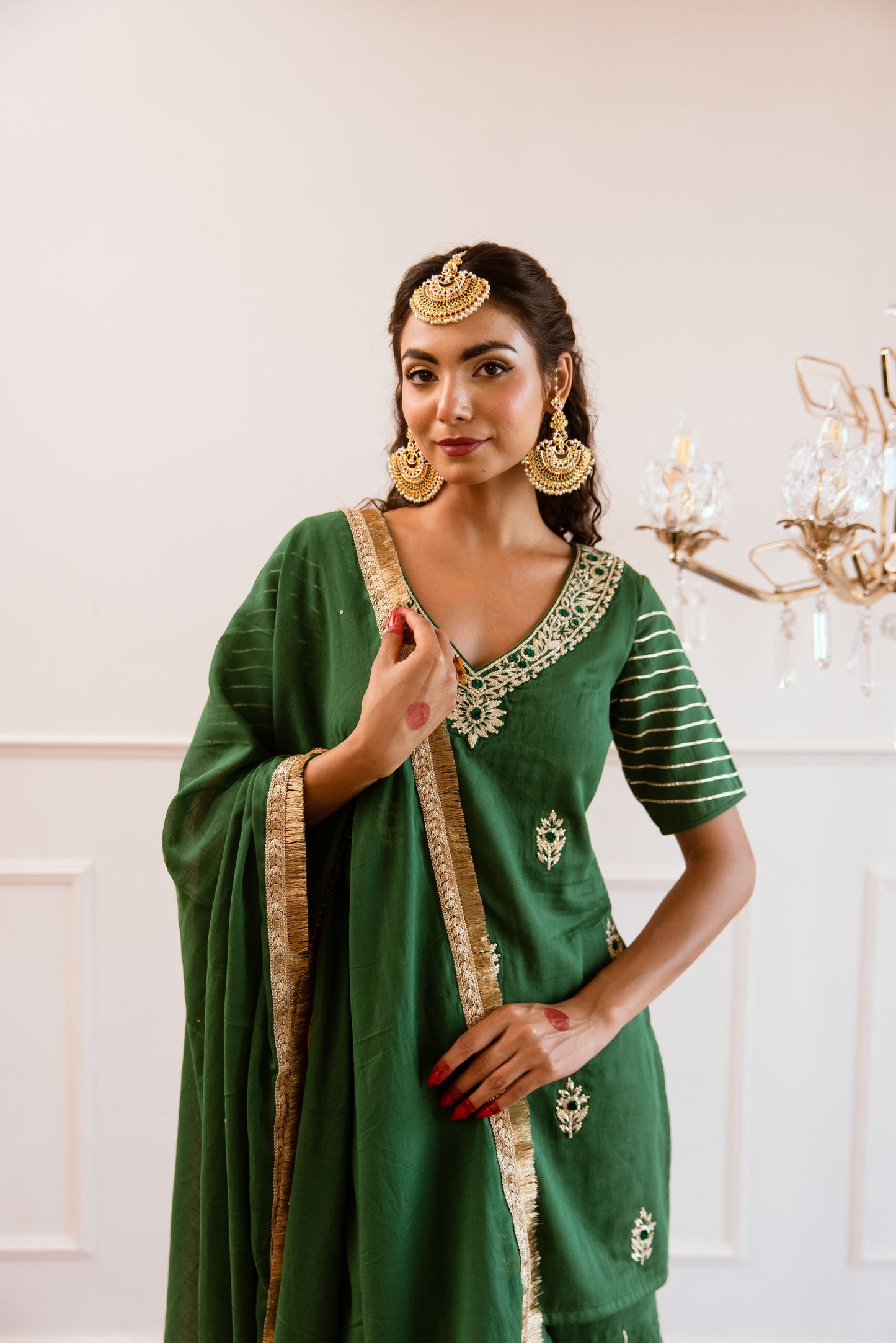 Green Kurta with Sharara Suit Set