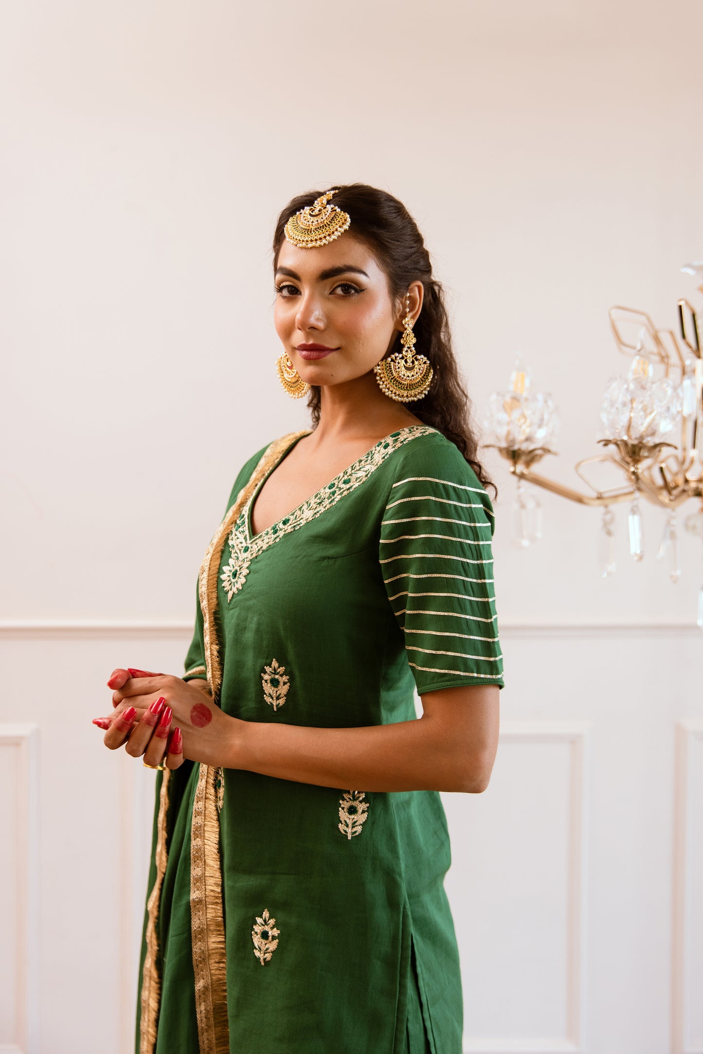 Green Kurta with Sharara Suit Set