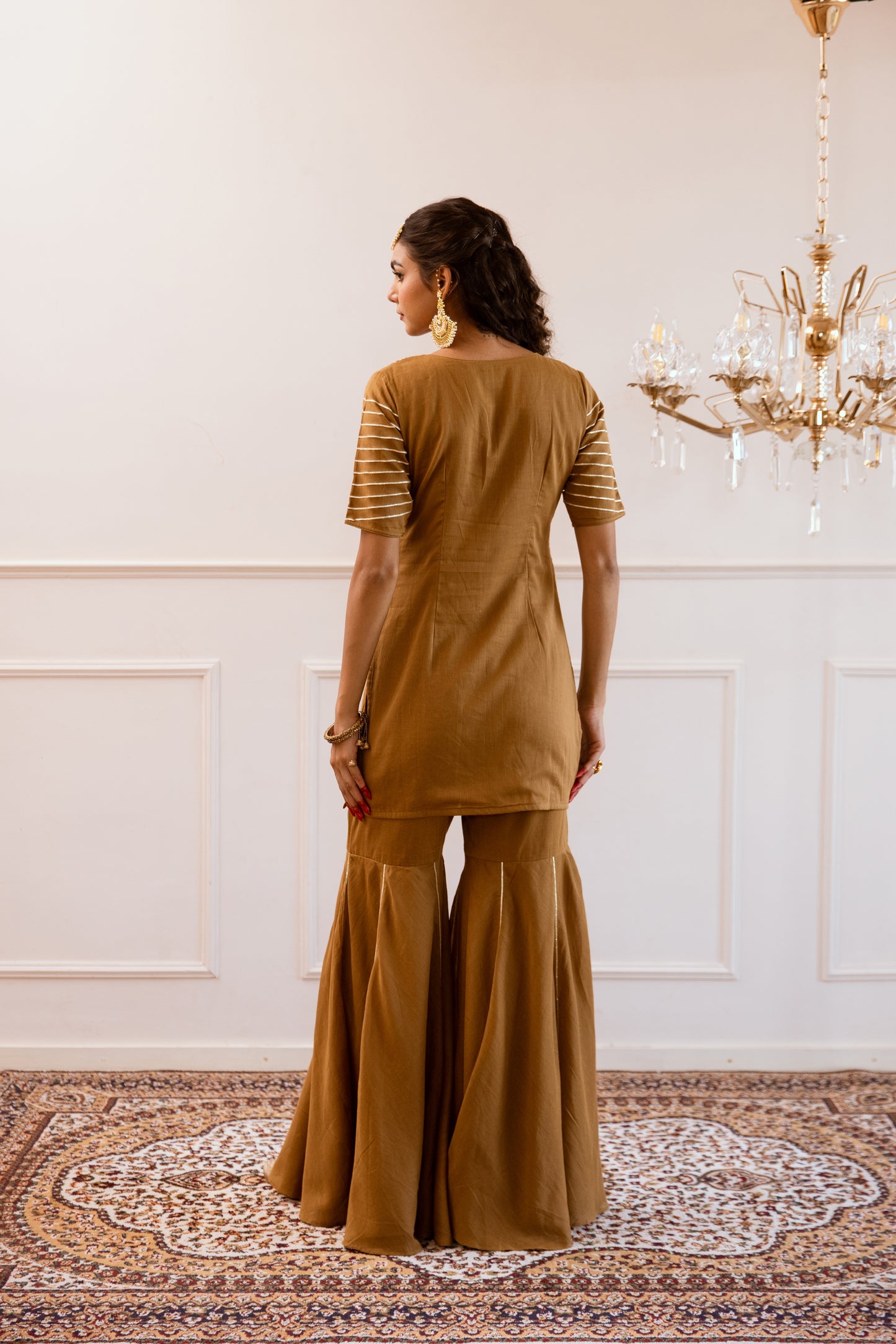 Brown Kurta with Sharara Suit Set