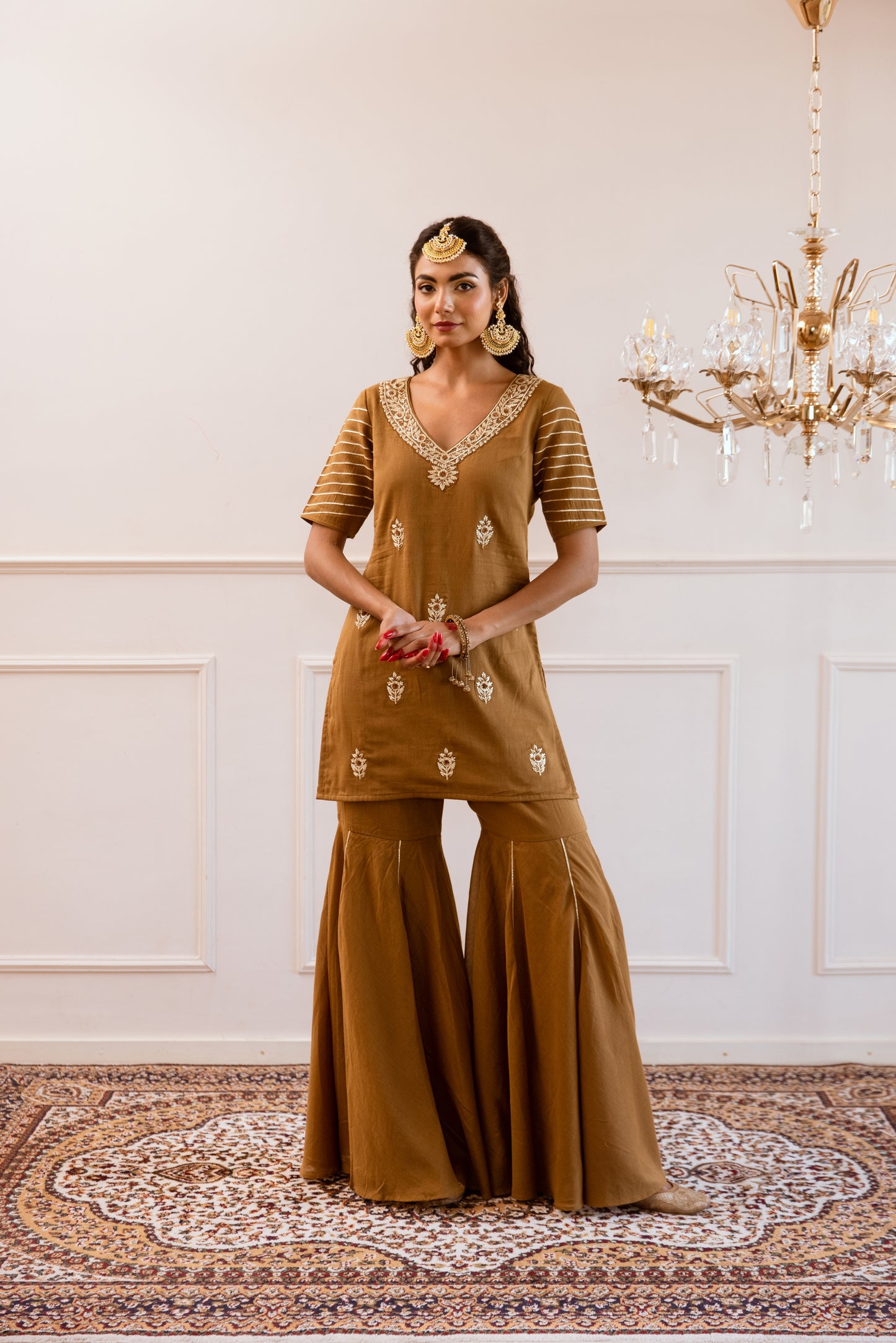 Brown Kurta with Sharara Suit Set