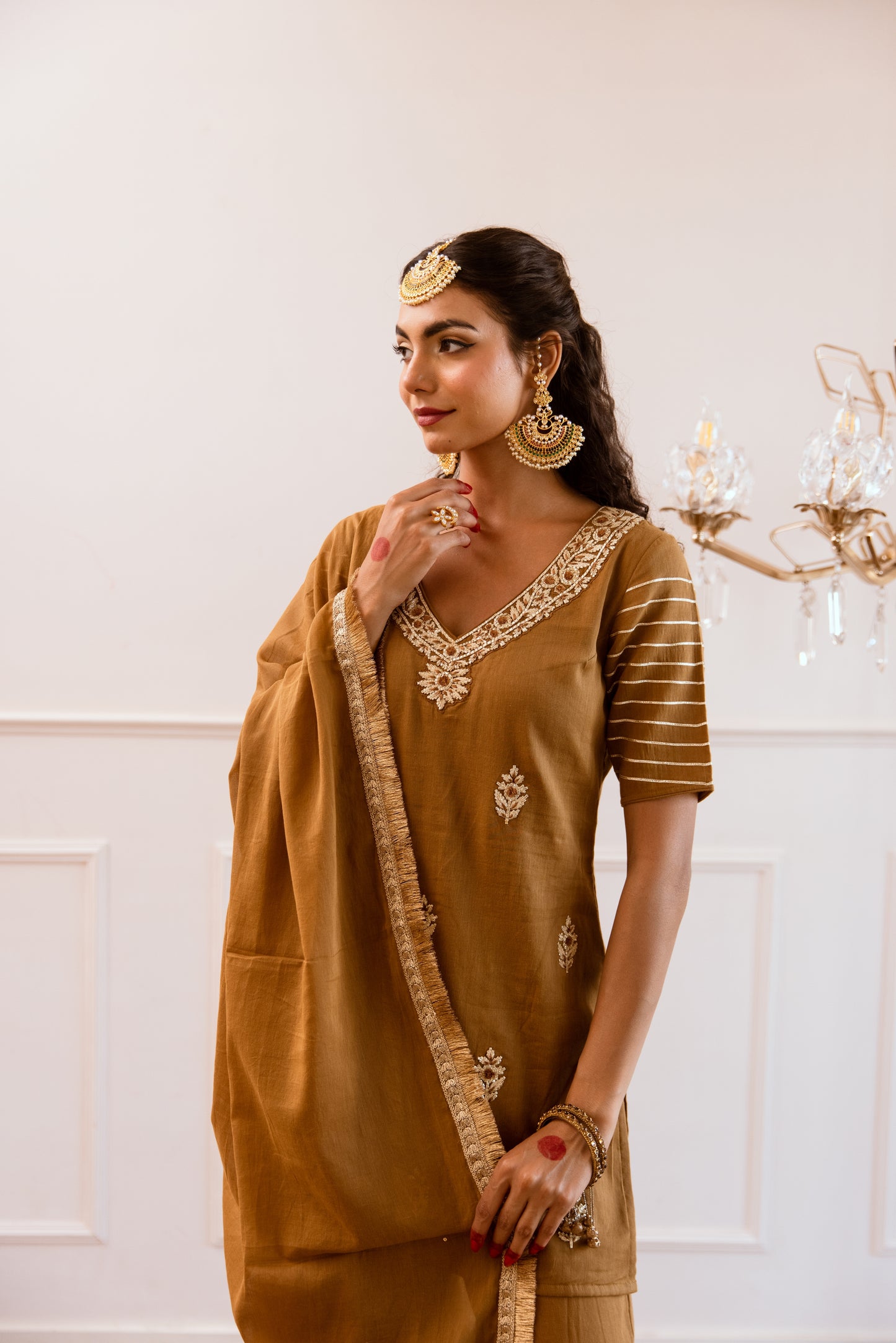 Brown Kurta with Sharara Suit Set