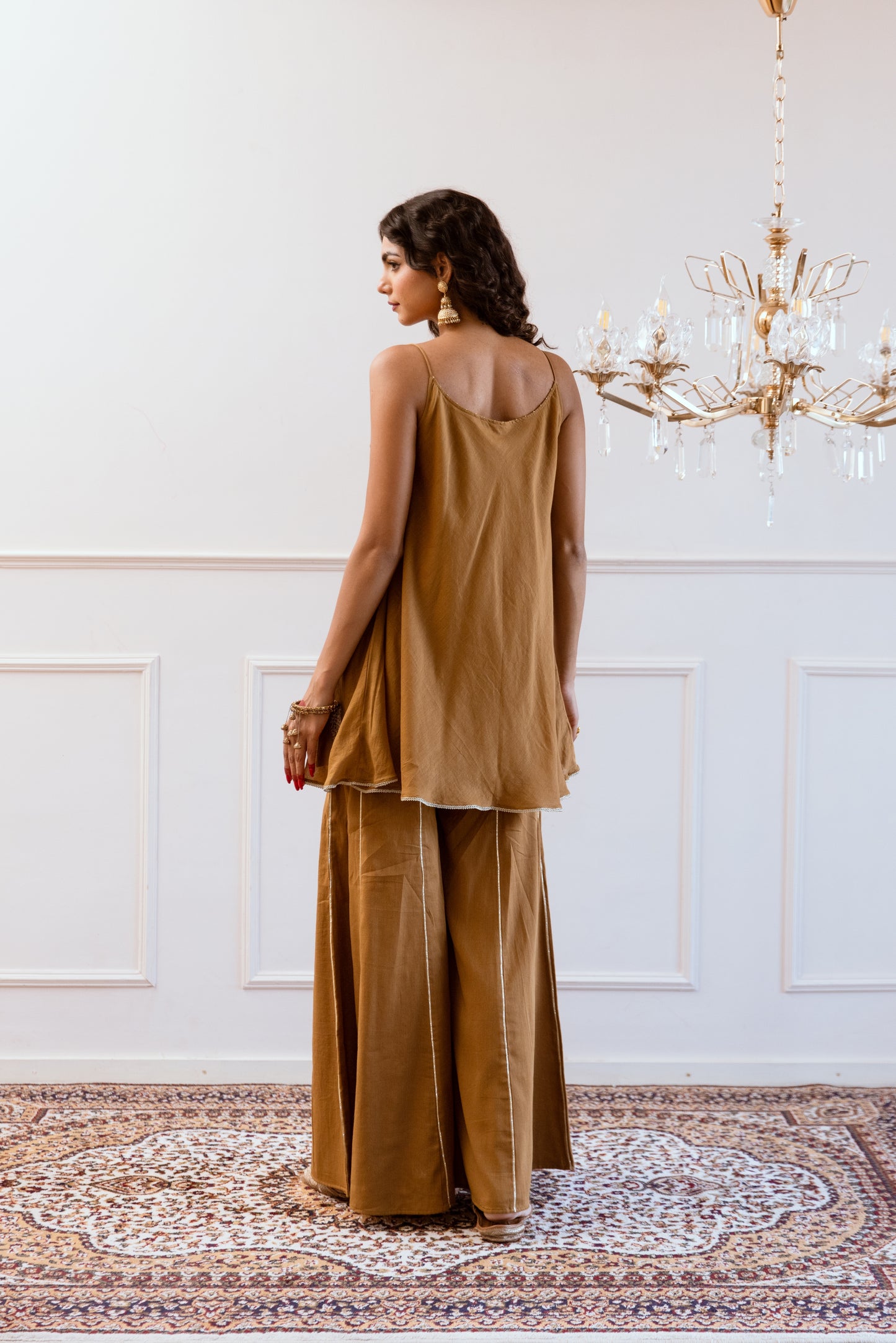 Brown Strappy Top and Palazzo Set