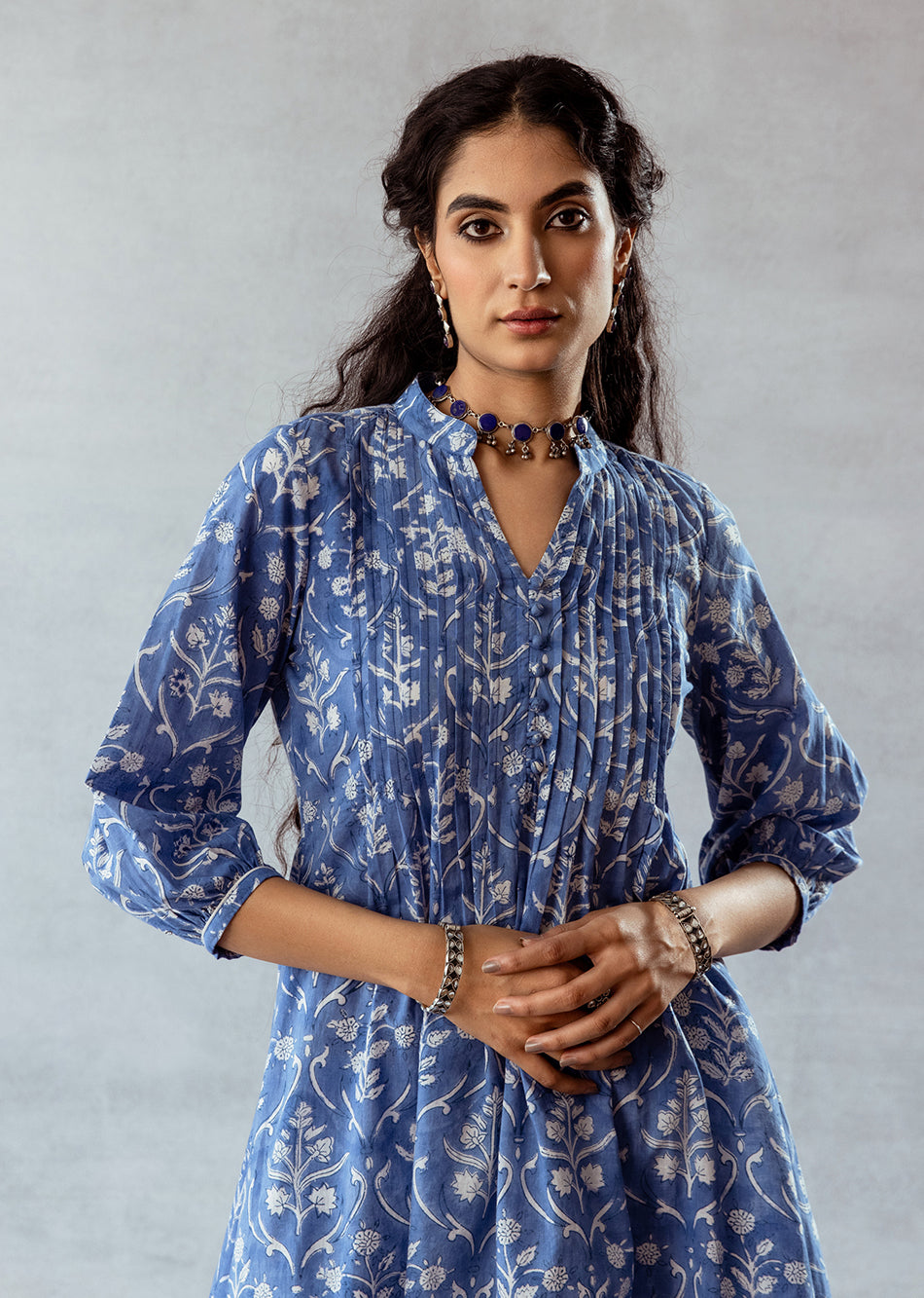 Blue Short Kurta with Shalwar Set