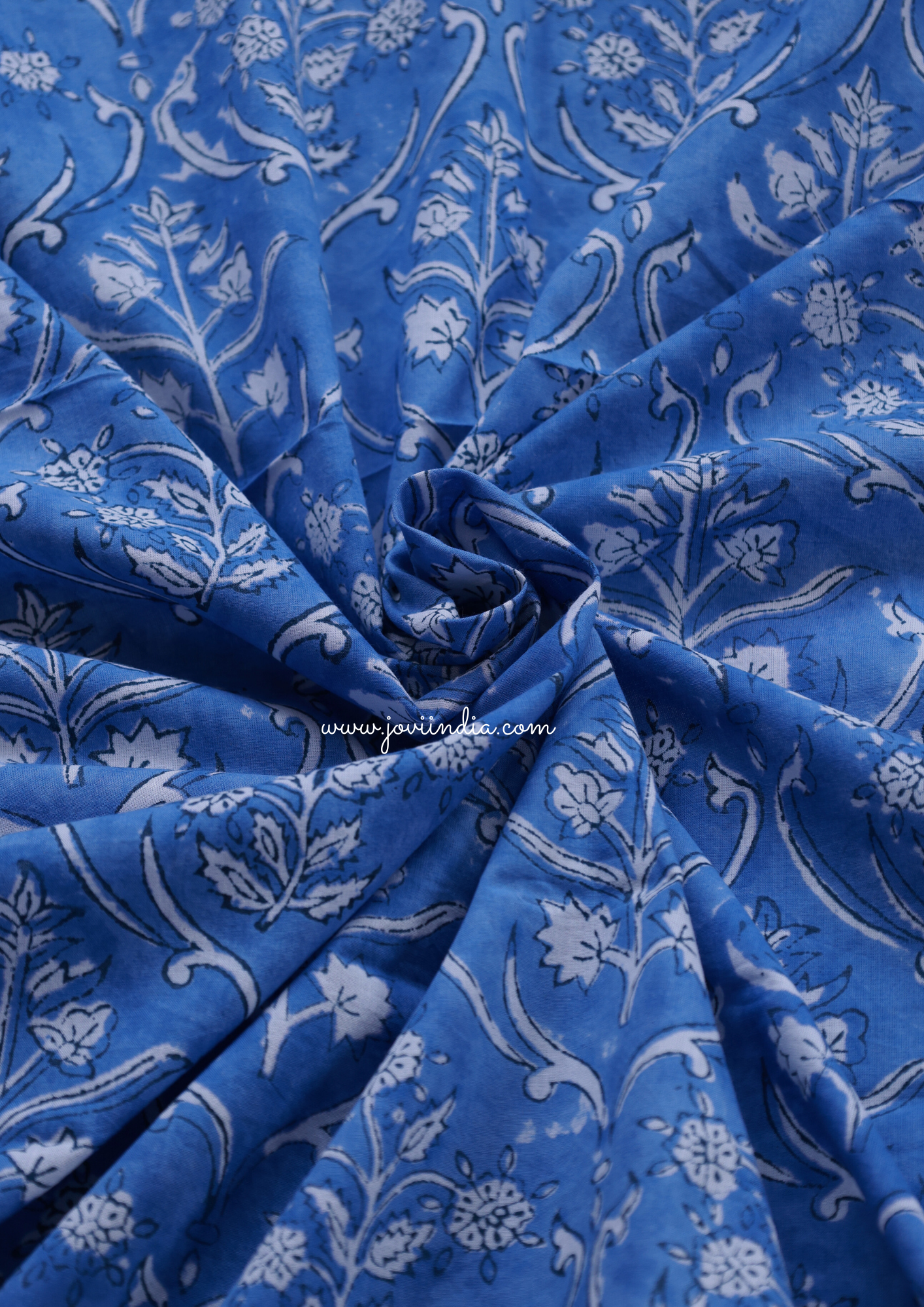 Blue Hand block Printed Fabric