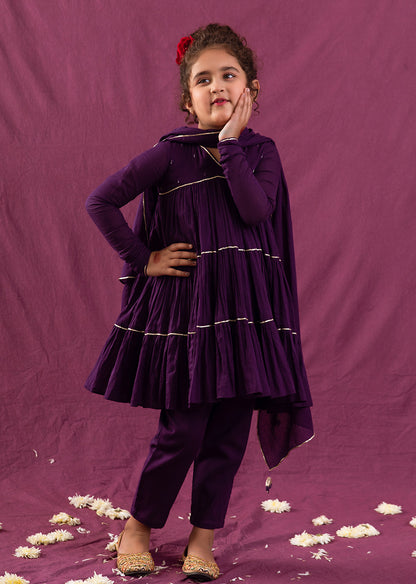 Violet Multi Tier Anarkali Suit Set