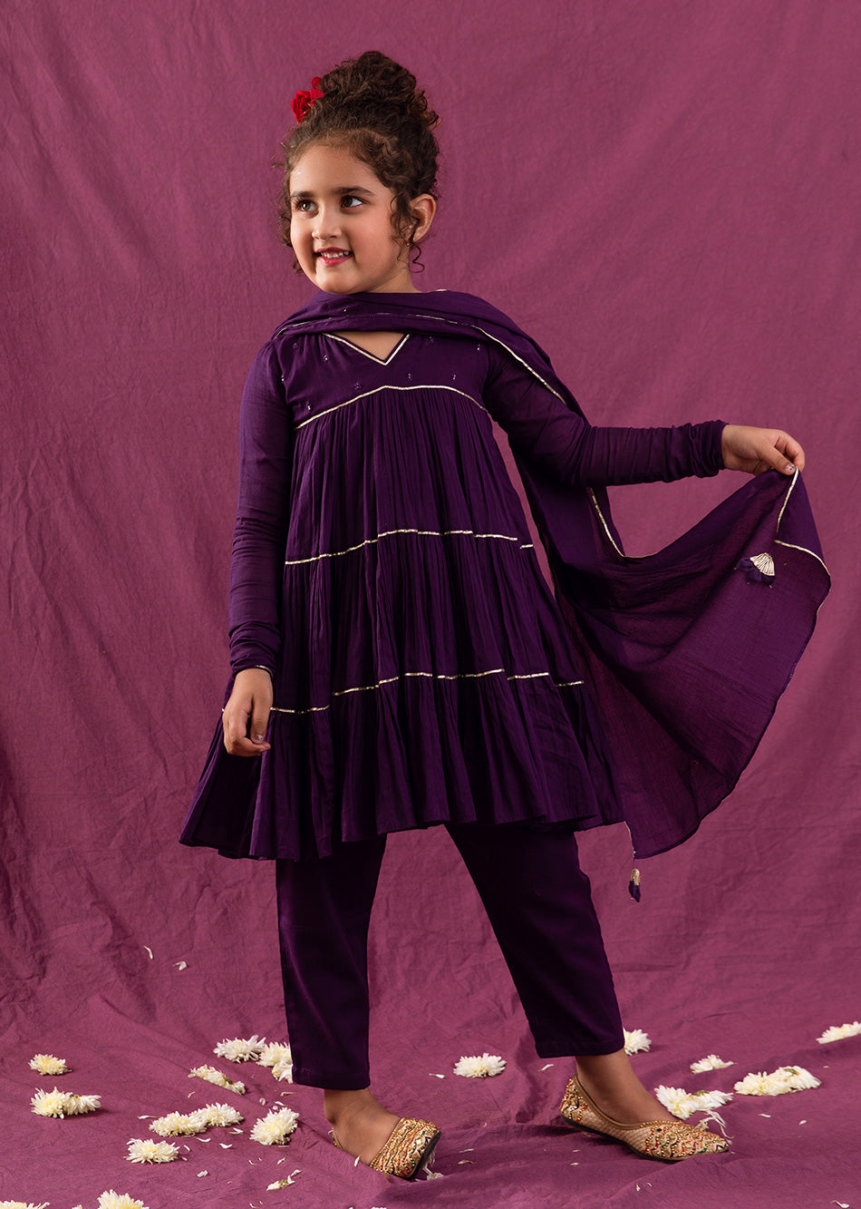 Violet Multi Tier Anarkali Suit Set