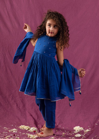 Shop Fashionable Halter Blue Neck Anarkali Suit Sets for Kids and Baby Girls - JOVI India Kids Wear