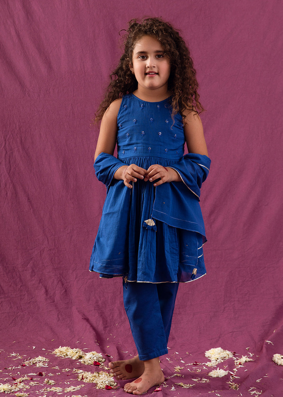 Shop Fashionable Halter Blue Neck Anarkali Suit Sets for Kids and Baby Girls - JOVI India Kids Wear