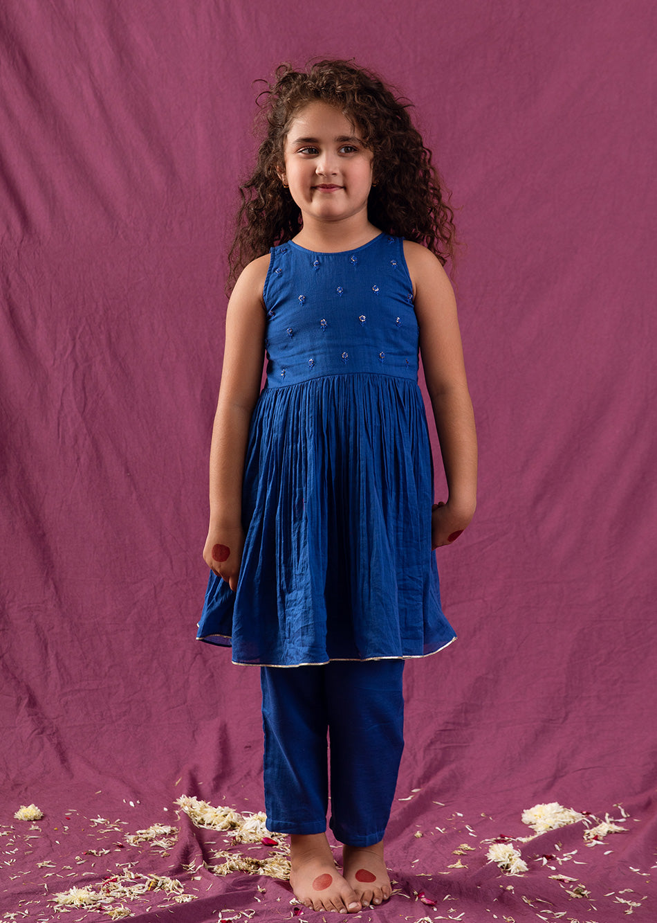 Shop Fashionable Halter Blue Neck Anarkali Suit Sets for Kids and Baby Girls - JOVI India Kids Wear