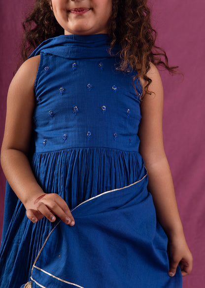 Shop Fashionable Halter Blue Neck Anarkali Suit Sets for Kids and Baby Girls - JOVI India Kids Wear