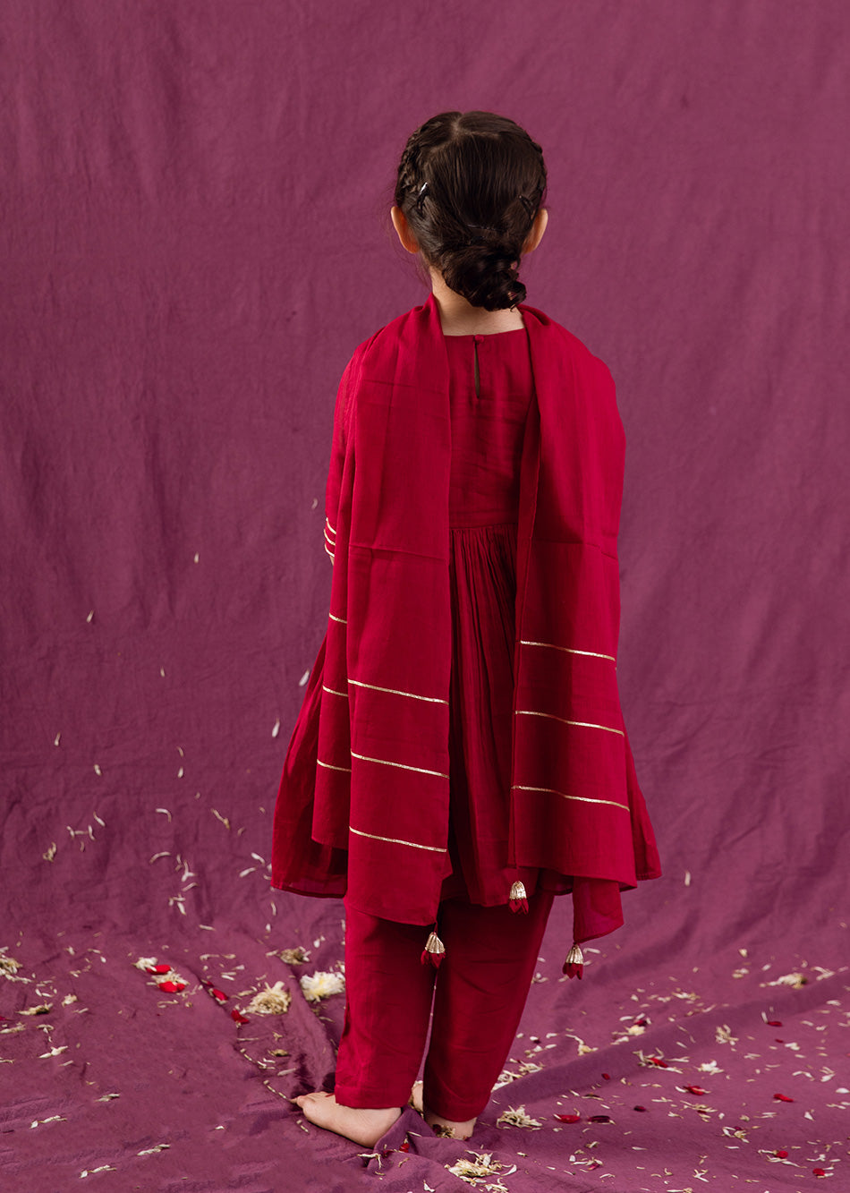 Jiyara Cherry Red Jacket Anarkali Suit Set