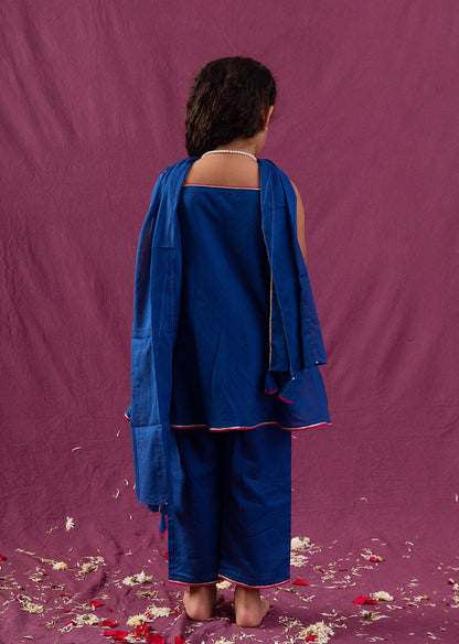 Blue Strappy Anarkali With Palazzo Set