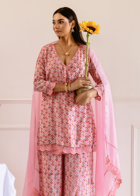Pink Angrakha with Palazzo Suit Set