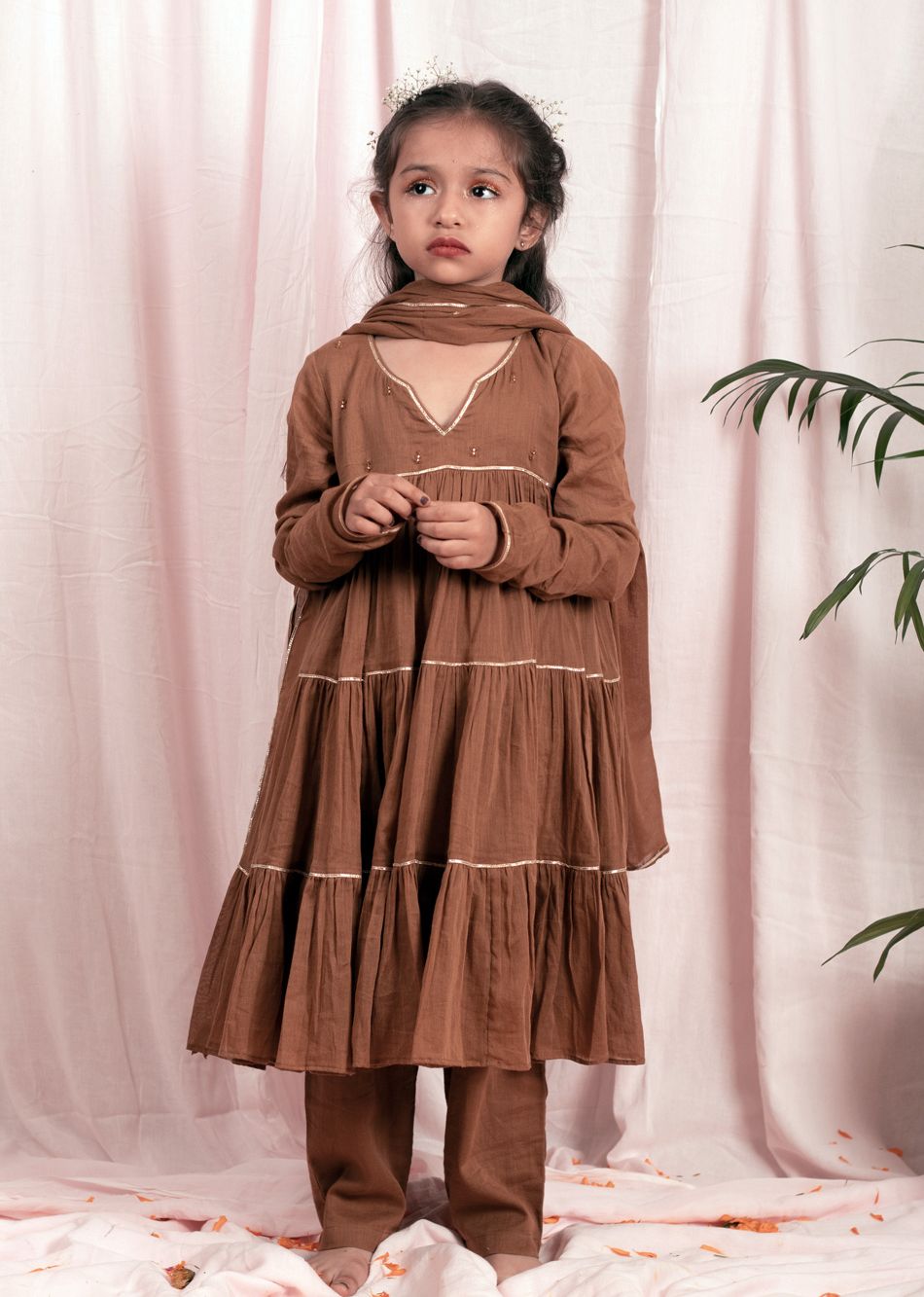 Brown Multi-Tiered Suit Set