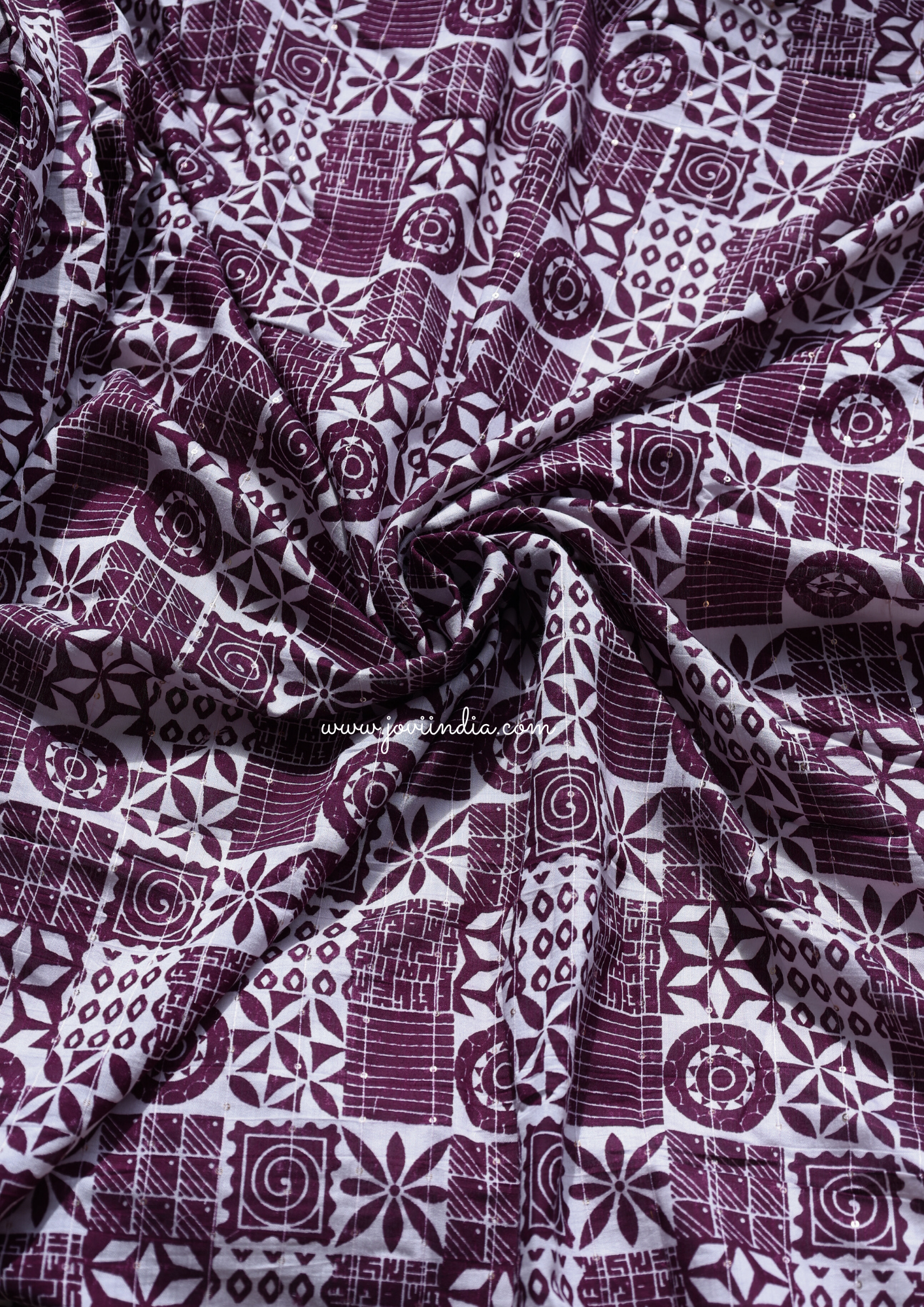 Grape Wine Muslin Silk Printed Fabric