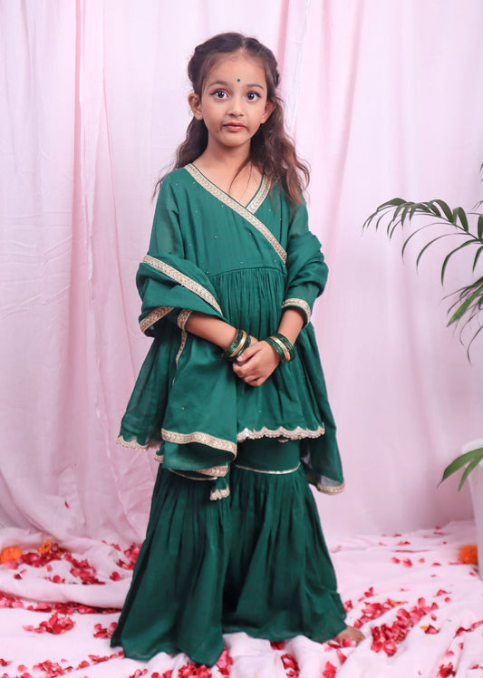 Green Angrakha Suit Set