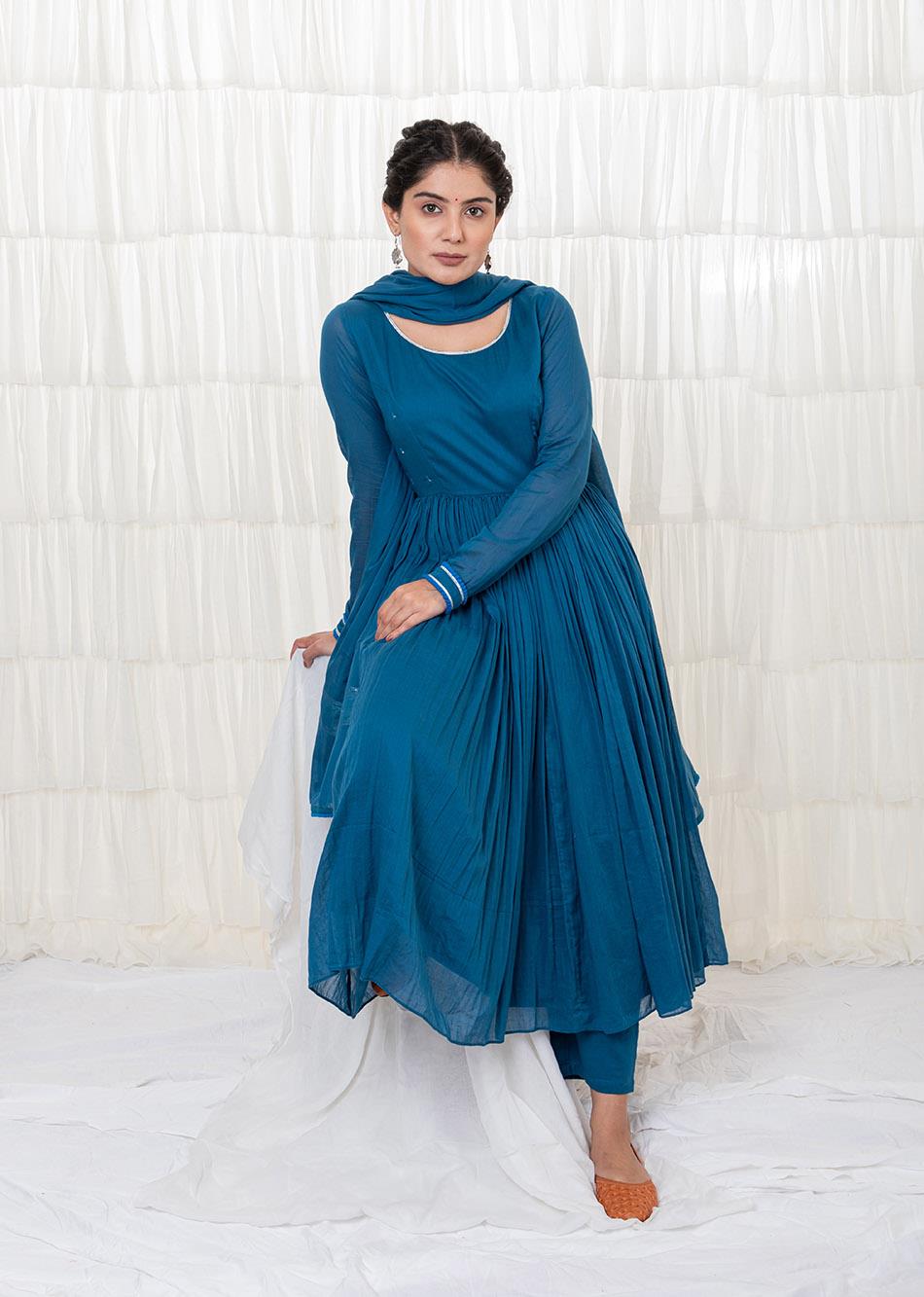 Teal Blue Anarkali Suit Set