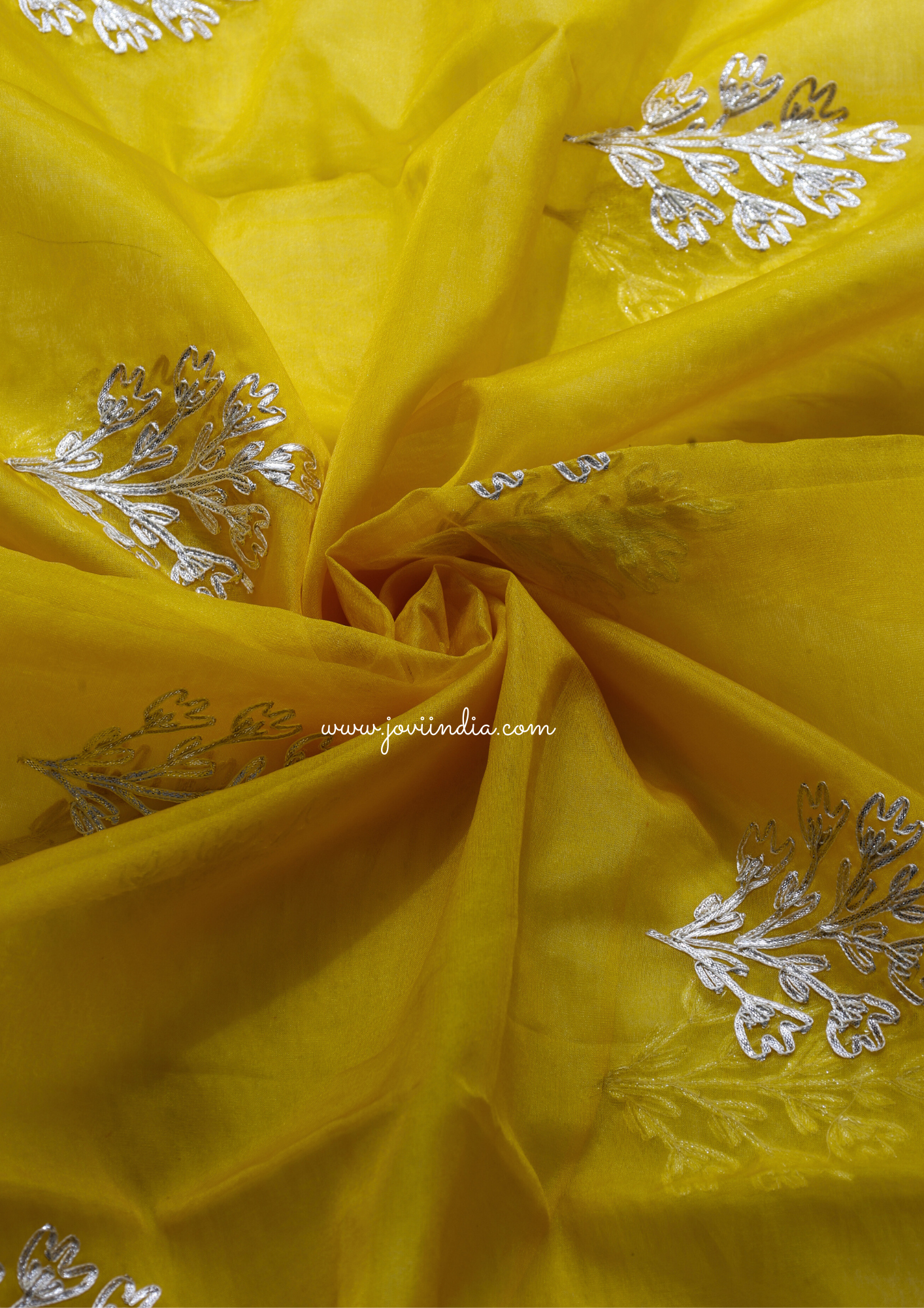 Yellow Organza Printed Fabric